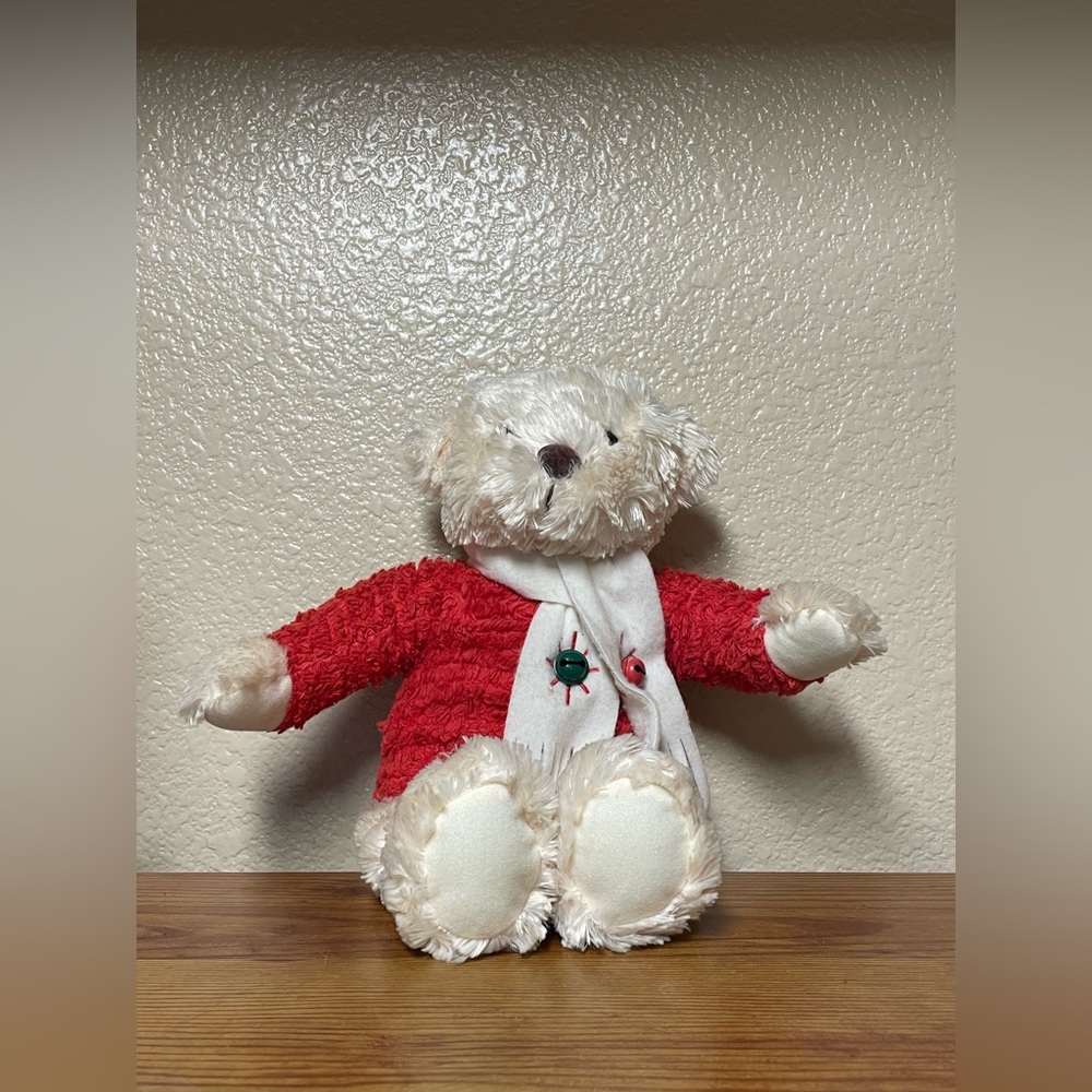 Hallmark Jingle Bear White Singing Plush Stuffed Animal Cream Red Sweater 15”
